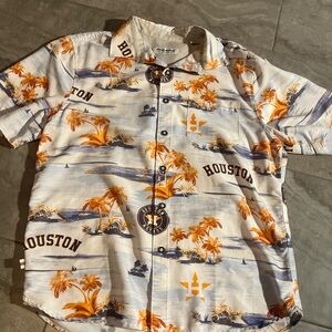 Tommy Bahama Orange and White Casual button down Houston Astros